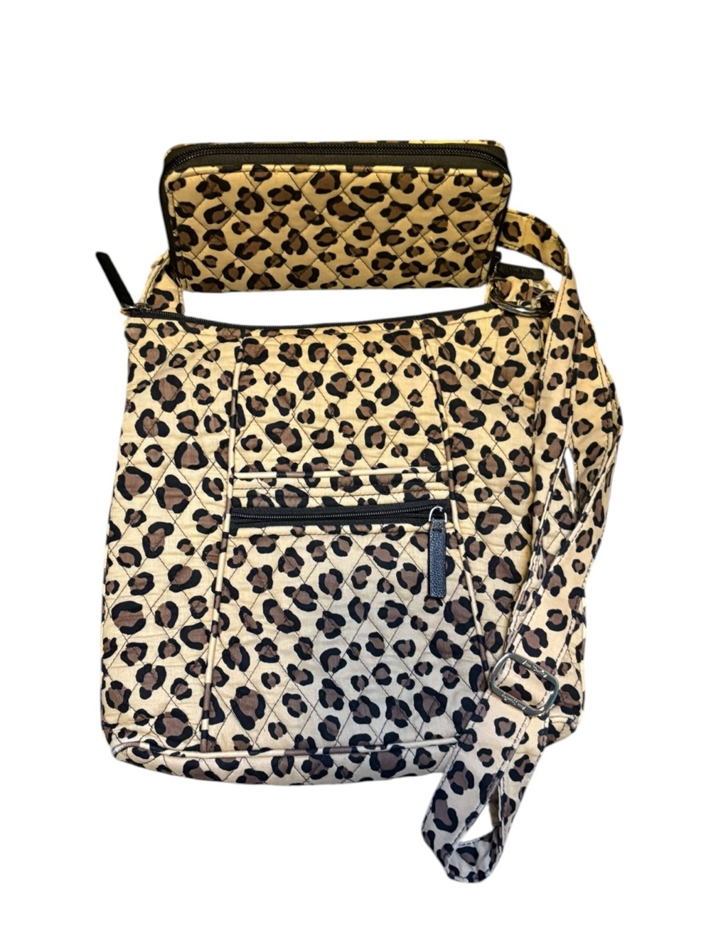 Vera Bradley Leopard Hipster Crossbody Bag Matching Wallet Y2K Animal Print